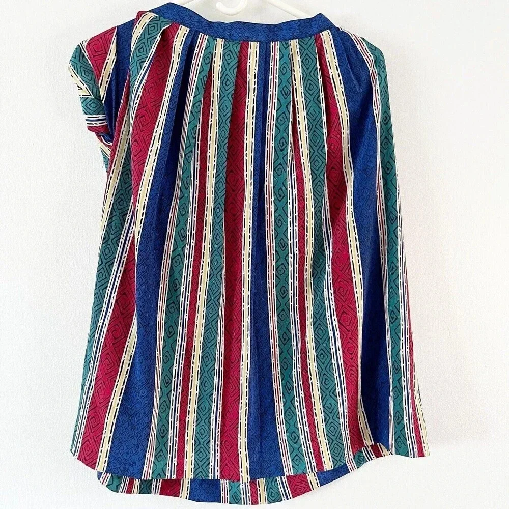 Vintage 90s Women’s Striped Midi Skirt Tribal Multicolor Striped Lined Sz 6